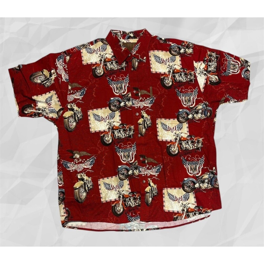 Clearwater Outfitters Motorcycles American Flag Print Short Sleeve Shirt sz XL